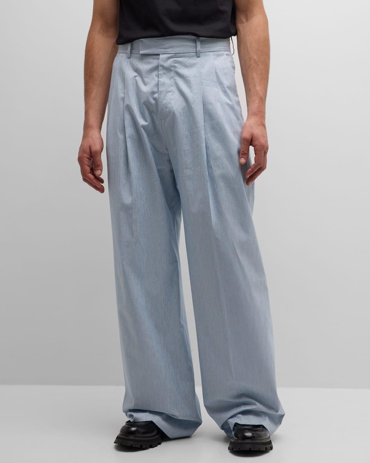 Mens Shimmer Stripe Pleated Baggy Pants Product Image