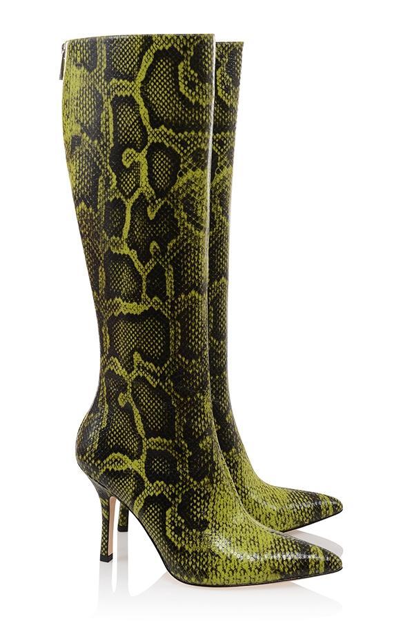 Royale Green Print Knee High Boots Product Image