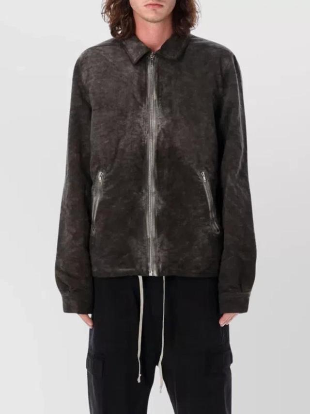 RICK OWENS DRKSHDW Zip Front Textured Jacket With Side Pockets In Black Product Image