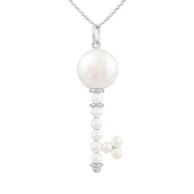 Freshwater Pearl Key-Shaped Pendant Necklace, Womens Sterling Product Image