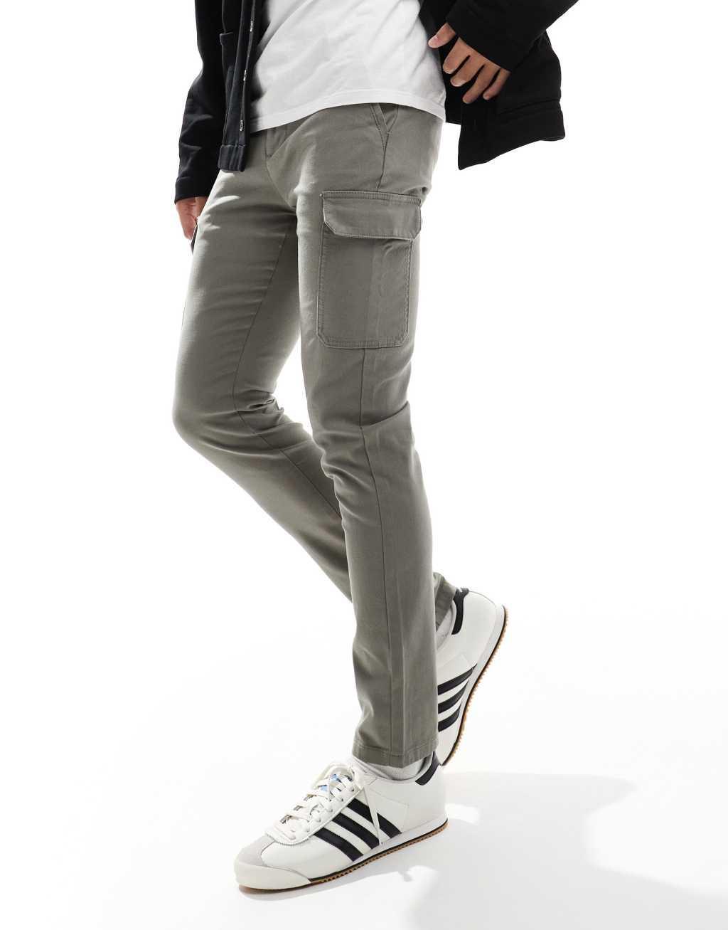 ASOS DESIGN skinny cargo pants in gray Product Image