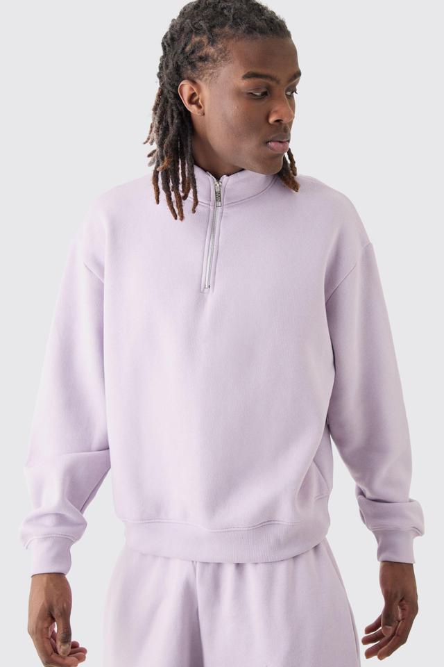 Oversized Boxy 1/4 Zip Sweatshirt | boohooMAN USA Product Image