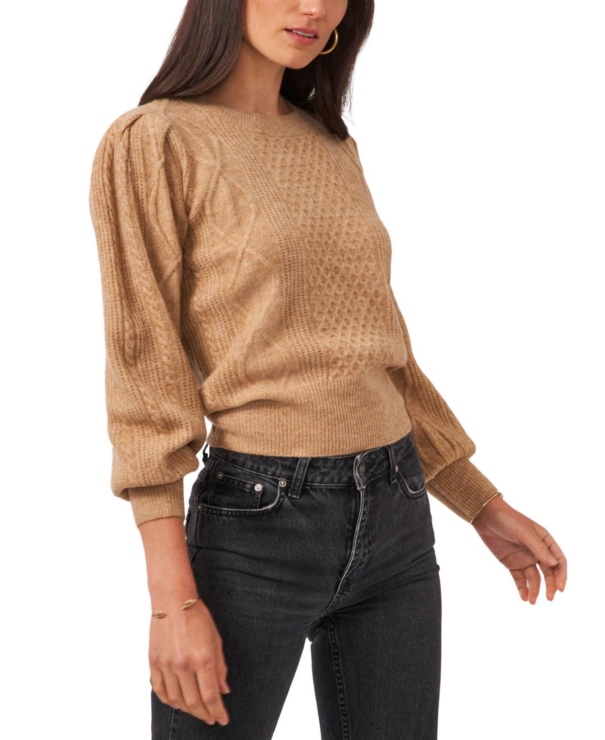 1.state Womens Variegated Cables Crew Neck Sweater Product Image