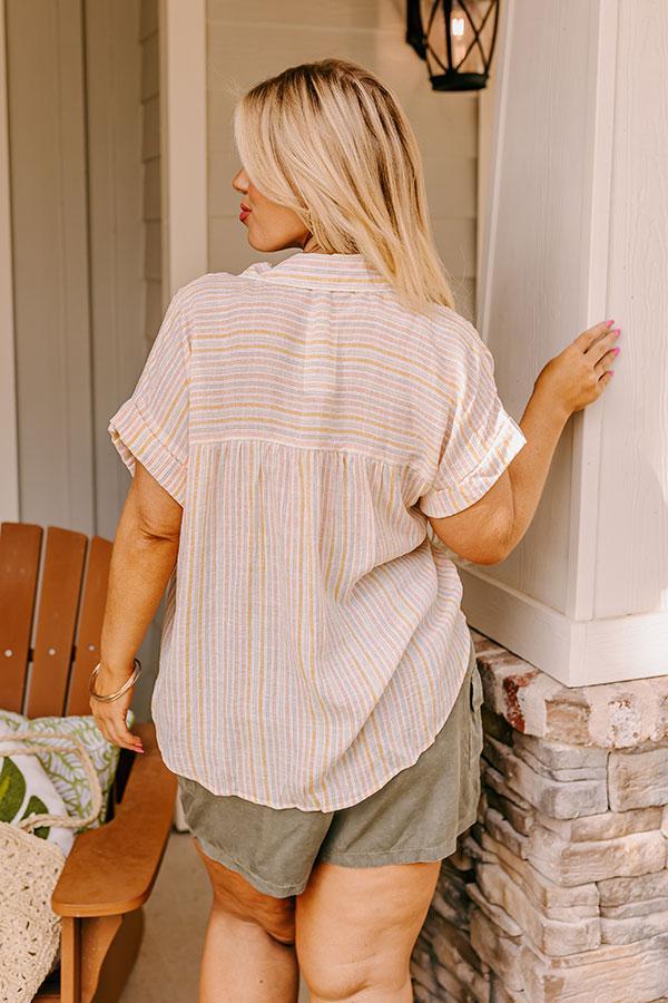 Saltwater Taffy Button Up Top In Orange Curves Product Image