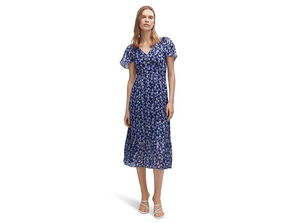 MANGO - Midi floral dress blue - 12 - Women Product Image