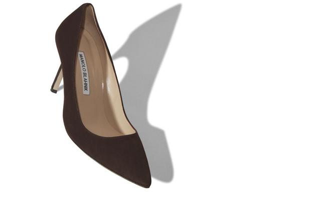 BB Chocolate Brown Suede Pointed Toe Pumps Product Image