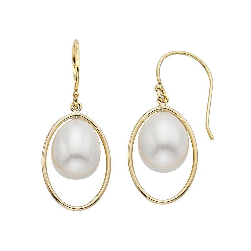 Freshwater Cultured Pearl 14k Gold Drop Earrings, Womens, White product image