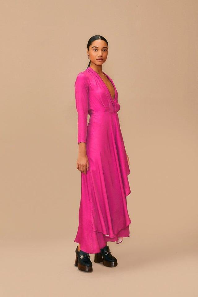 Pink Long Sleeve Maxi Dress Product Image