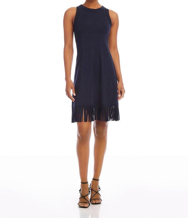 Karen Kane Crew Neck Sleeveless Fringe Hem Dress Product Image