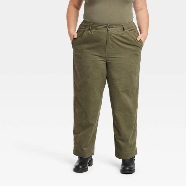 Womens High-Rise Corduroy Chino Pants - Universal Thread Olive 20 Product Image