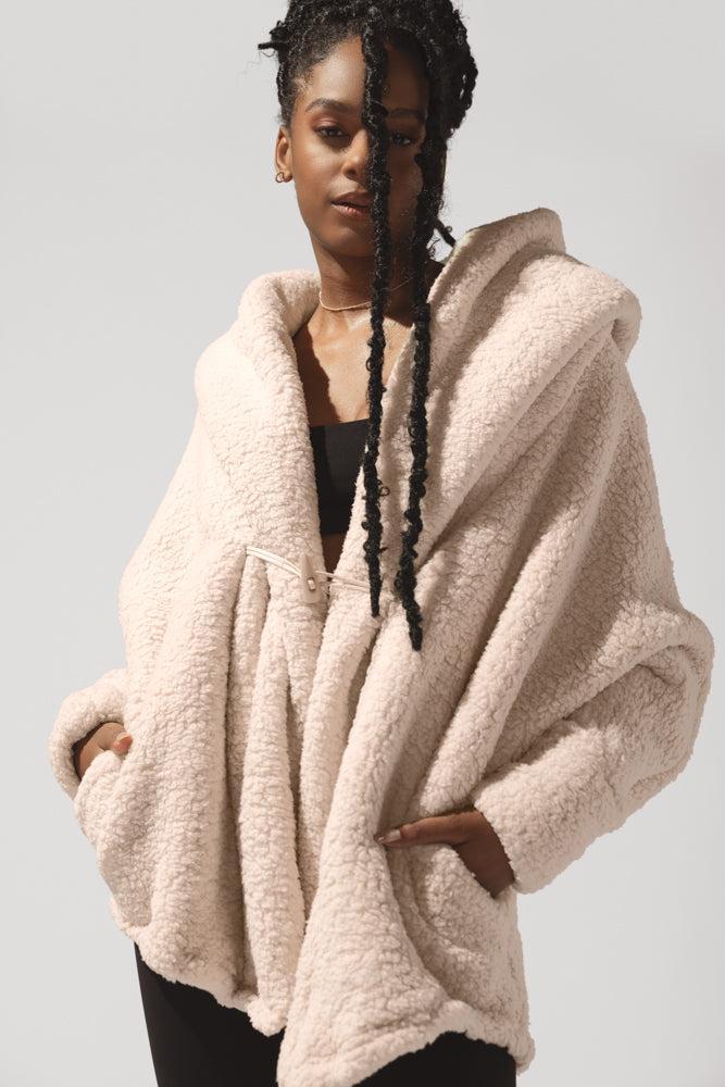 POPFLEX® Faux Sherpa Cocoon Coat - Taupe Product Image