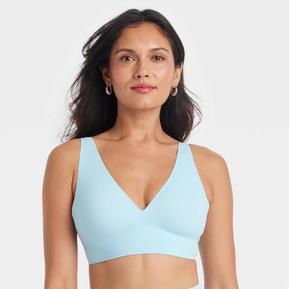 Womens Luxury Collection Microfiber Bonded Plunge Bralette - Auden Turquoise Blue XXL Product Image