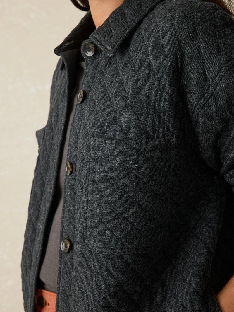 Epic Quilted Fleece Shirt Jacket - Black Heather Product Image