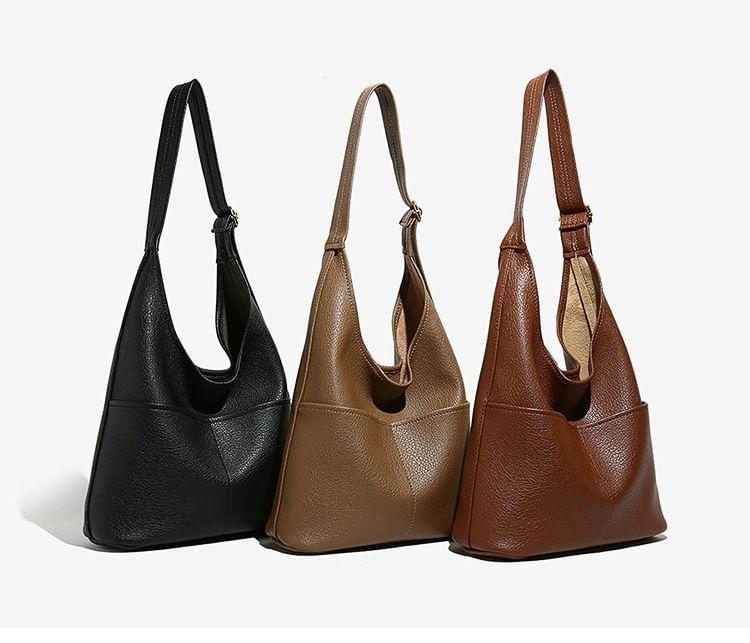 Plain Faux Leather Tote Bag Product Image