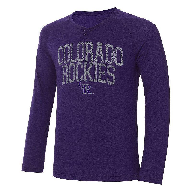 Mens Concepts Sport Purple Colorado Rockies Inertia Raglan Long Sleeve Henley T-shirt Product Image