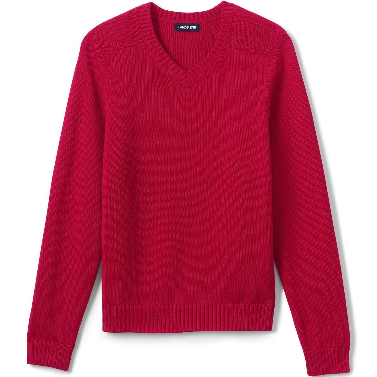 Lands End Mens School Uniform Cotton Modal V-neck Sweater Product Image