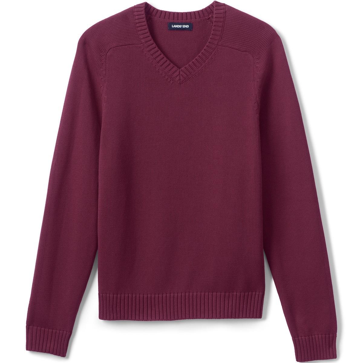 Mens Lands End School Uniform V-Neck Sweater, Mens Classic Blue Product Image