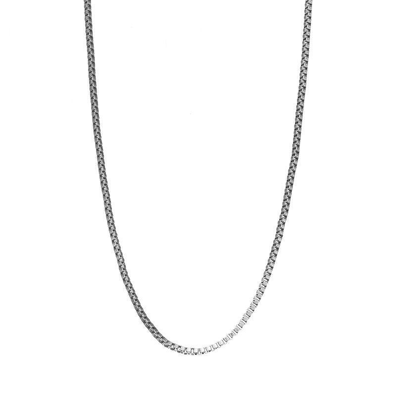 Blue La Rue Stainless Steel Box Chain Necklace, Womens Grey Product Image