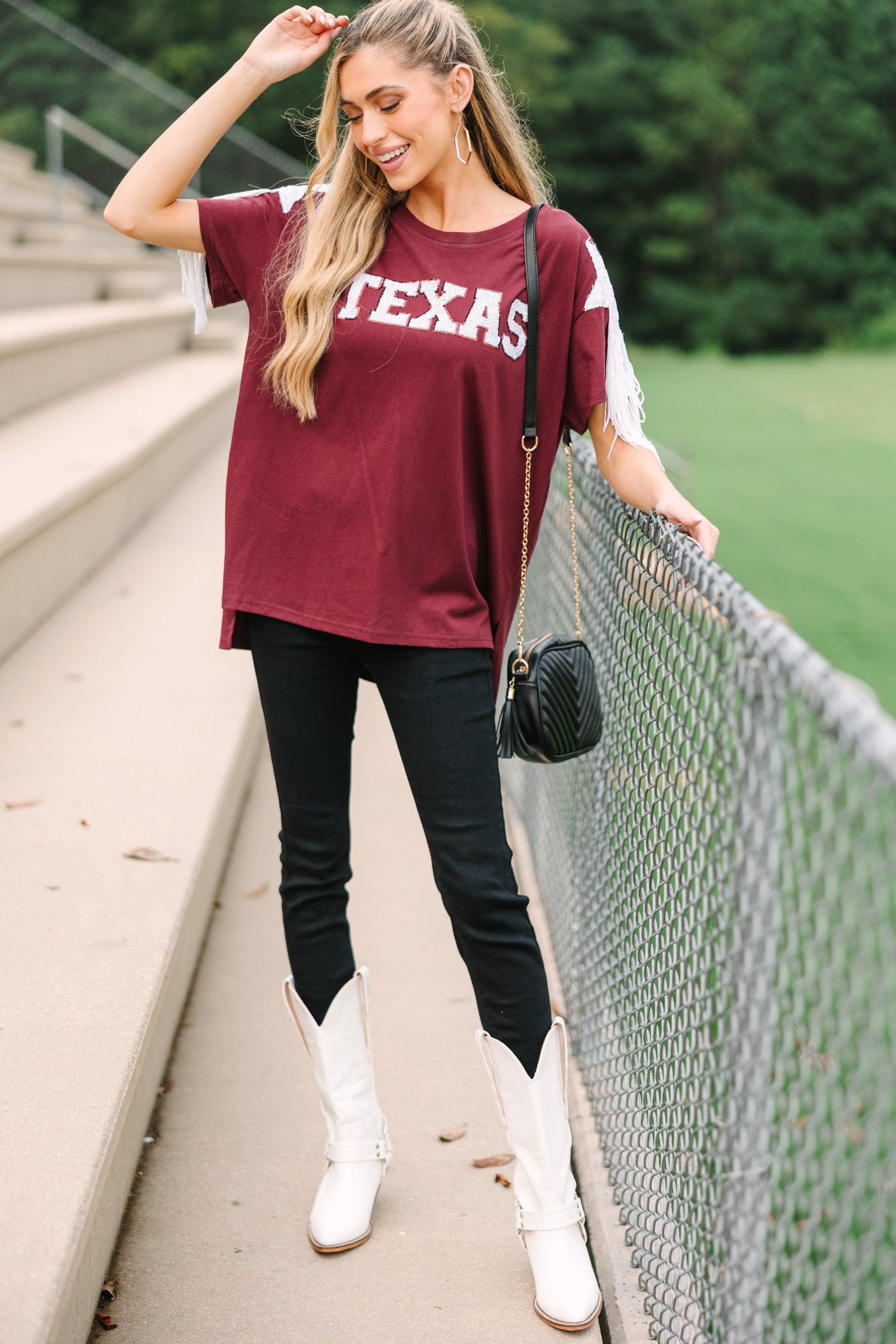 Howdy Maroon Red Sequin Top Female Product Image