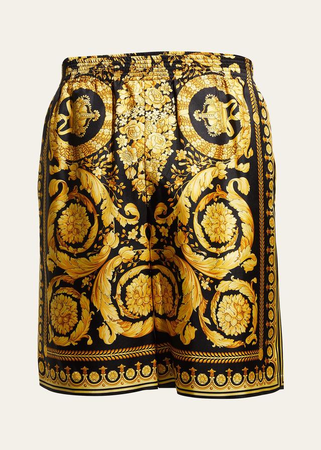 Versace Barocco Print Silk Shorts Product Image