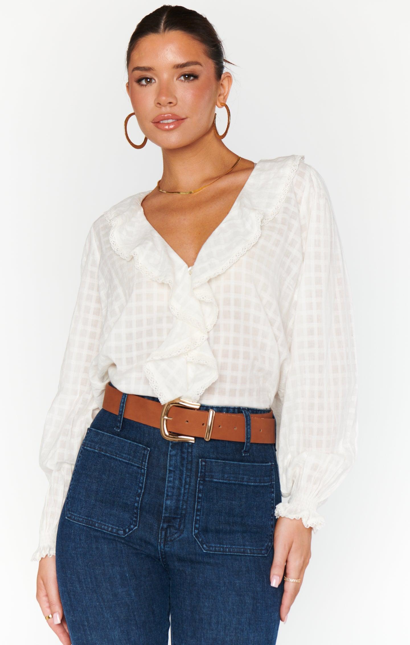 Lydia Ruffle Top ~ White Cotton Voile Product Image