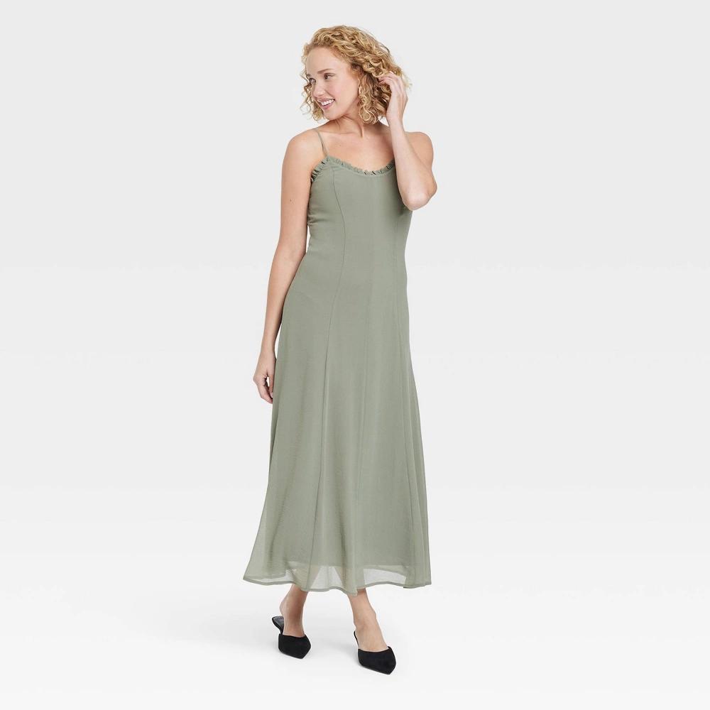 Womens Chiffon Ruffle Maxi Dress - A New Day Sage XS product image