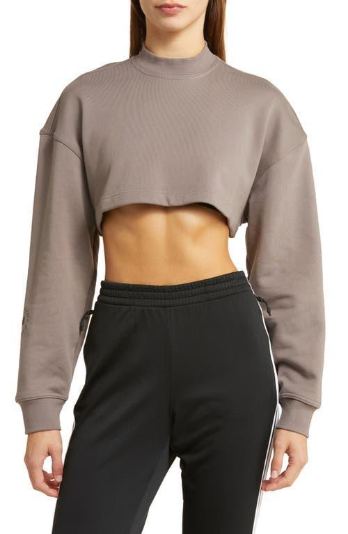 adidas by Stella McCartney Truecasuals Cropped Sportswear Sweatshirt in Mauve. - size M (also in XS, S, L, XL) Product Image