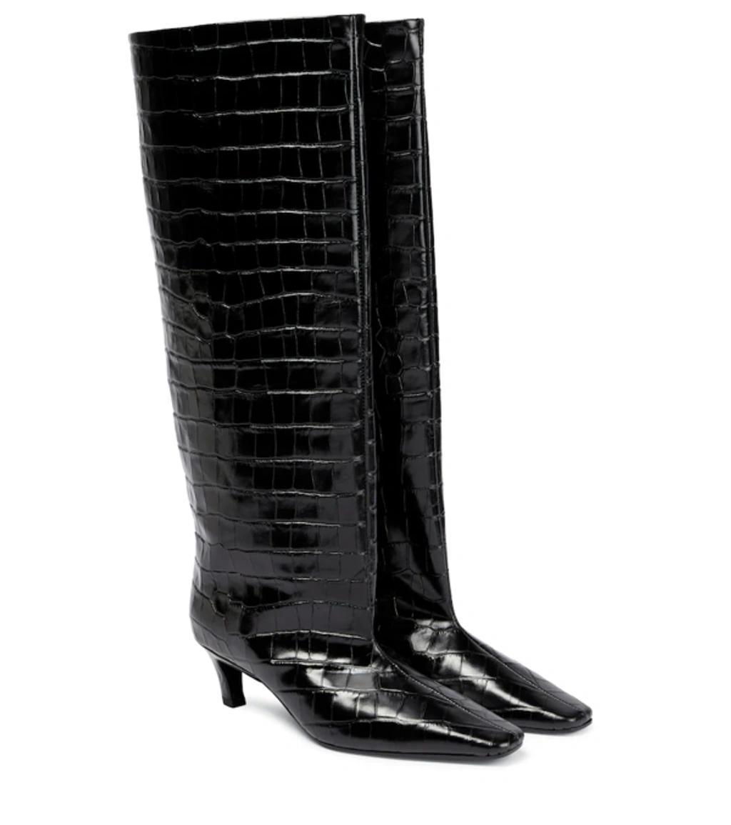 The Wide Shaft Black Leather Knee-high Boots product image