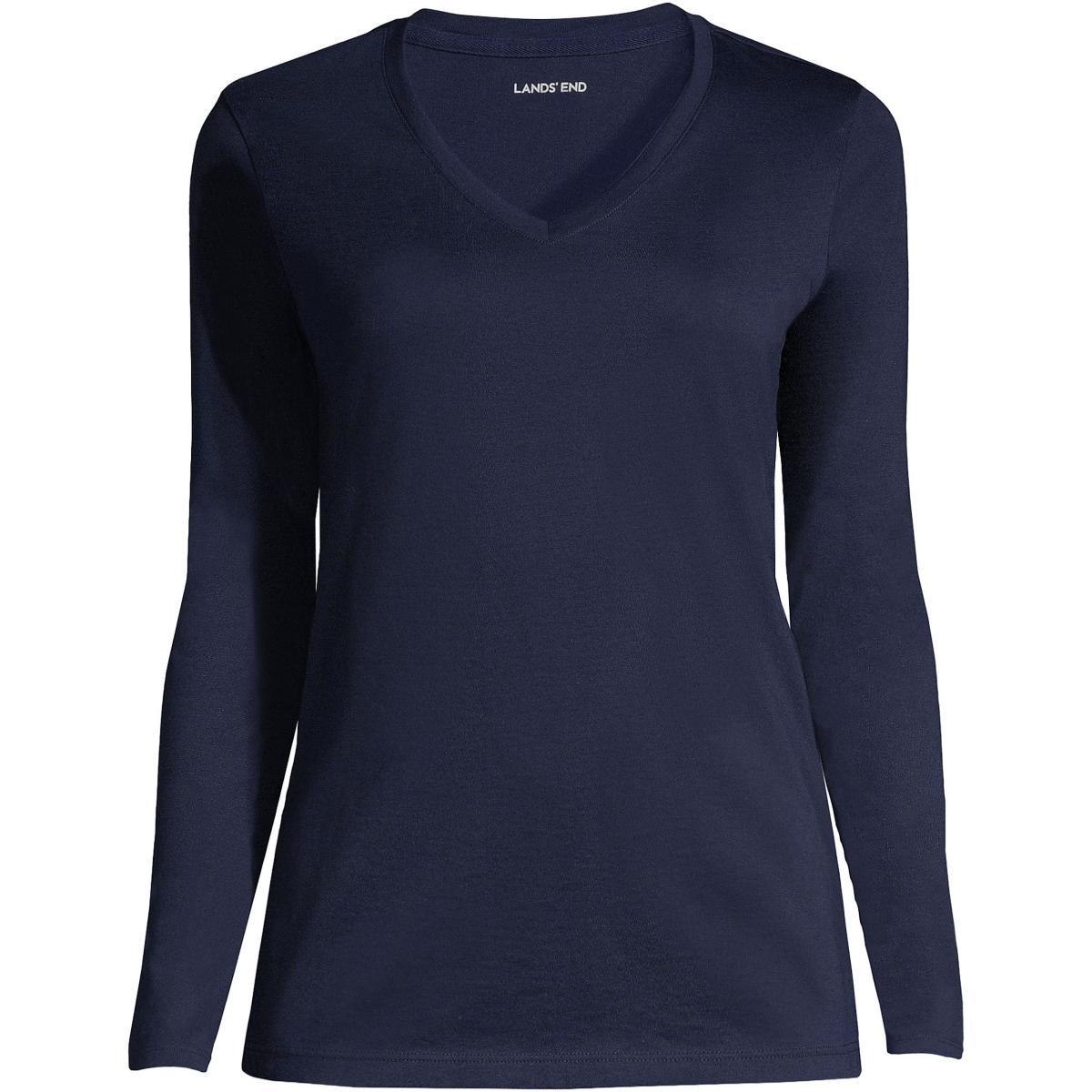 Petite Lands End Supima Cotton Relaxed V-Neck Tee, Womens Radiant Blue Product Image