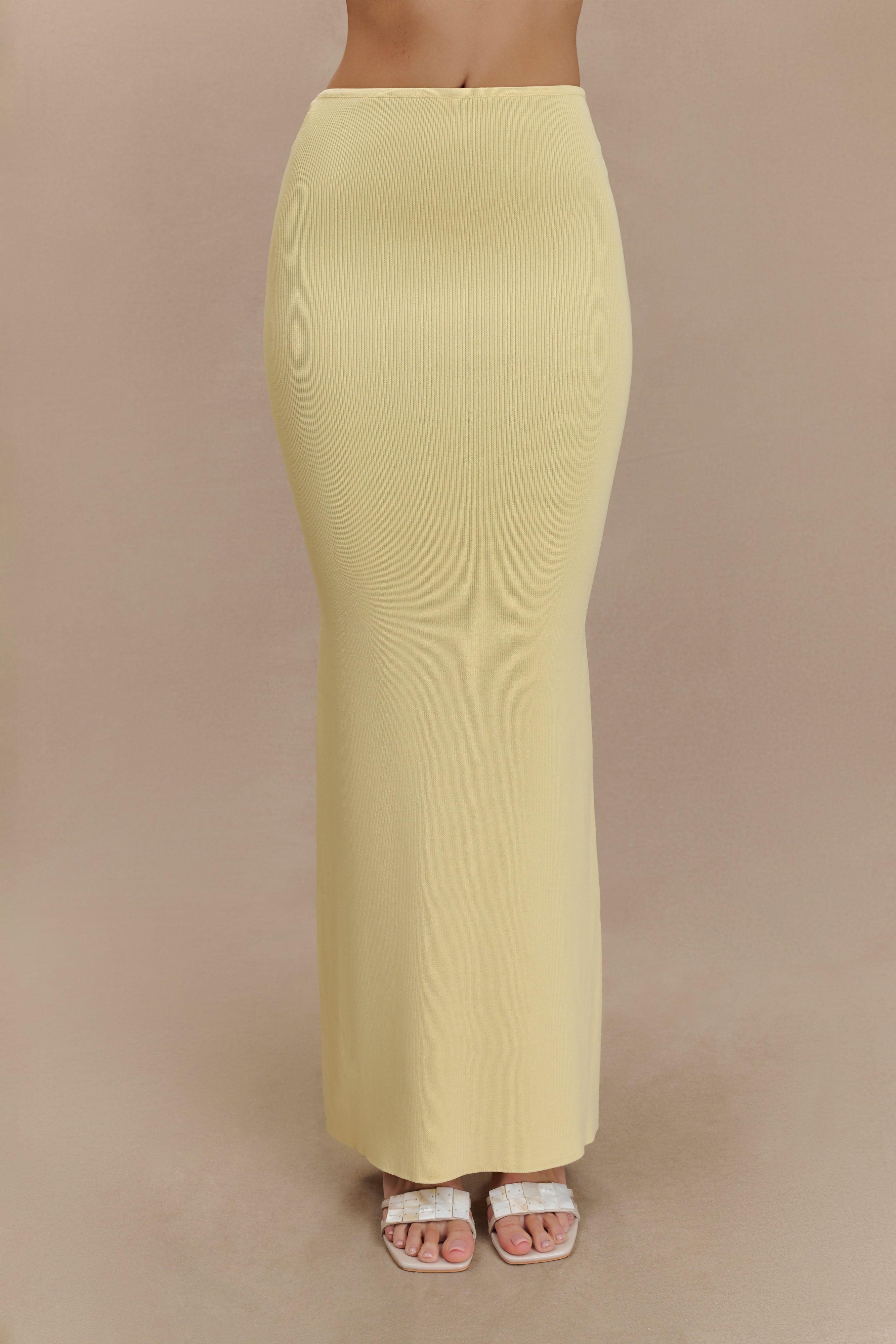 Keaton Fishtail Knit Maxi Skirt - Lemon Product Image