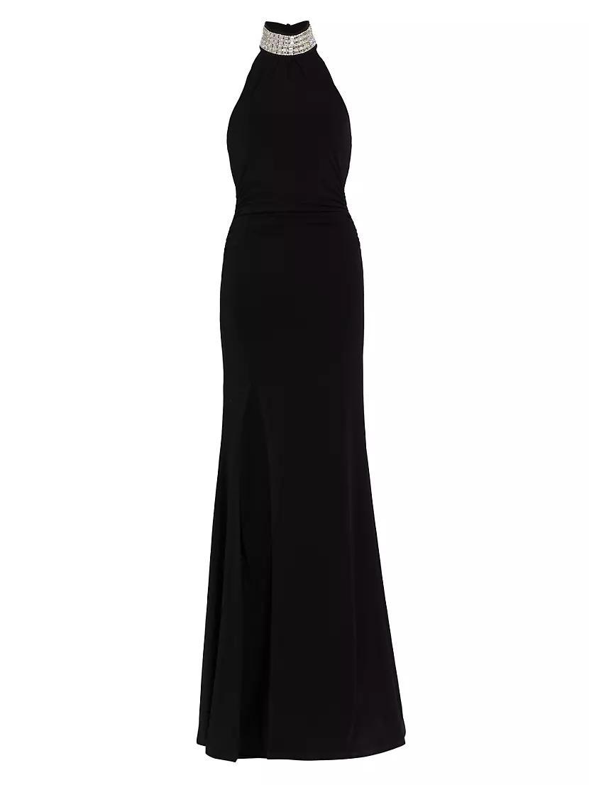 Izzy Embellished Jersey Halter Gown Product Image