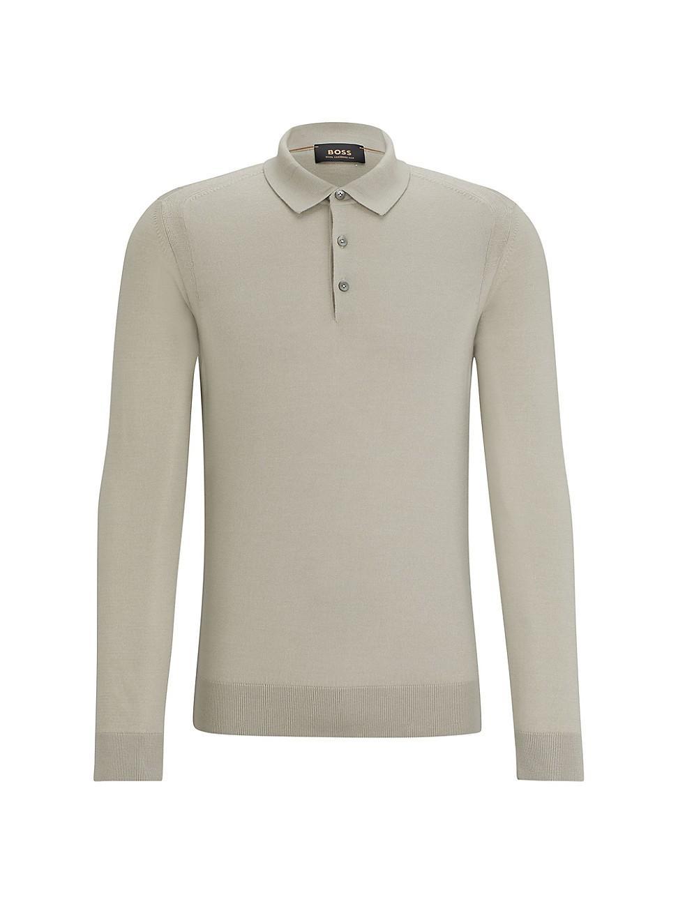 Mens Polo-Collar Sweater In Wool Silk And Cashmere Product Image