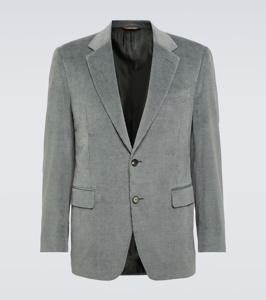 CANALI Cotton And Cashmere Corduroy Blazer In Grey Product Image