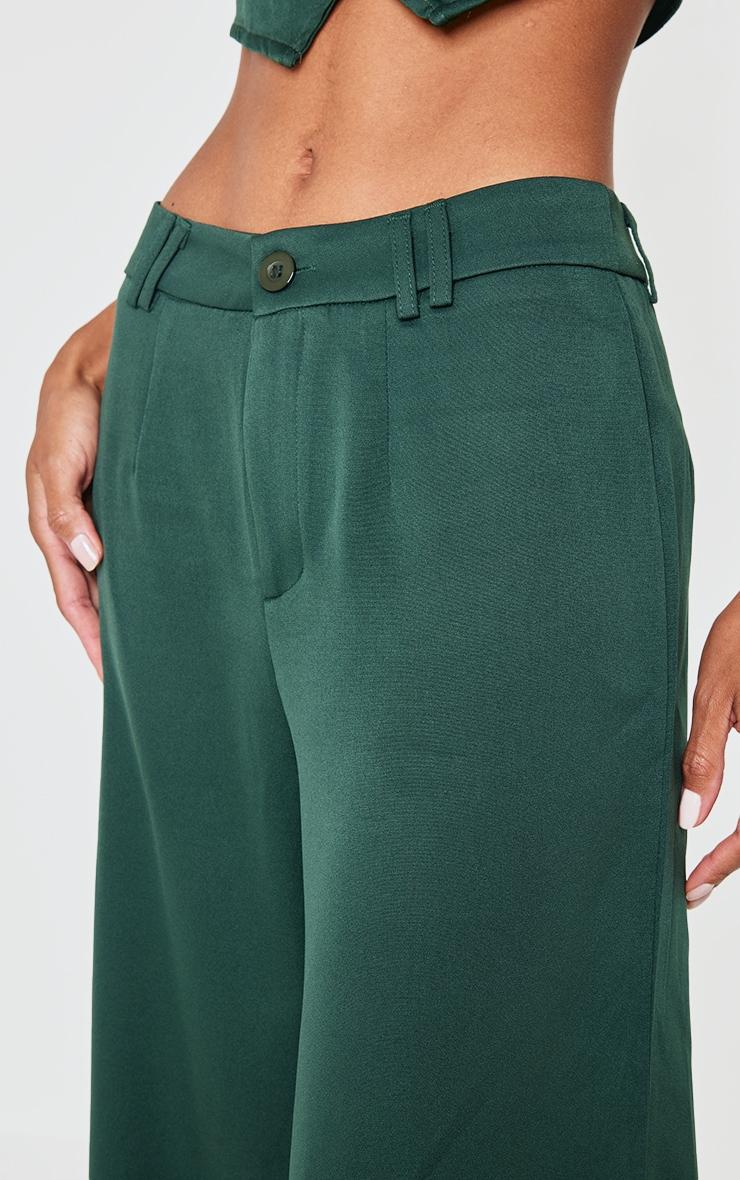 Dark Green Woven Double Belt Loop Suit Pants Product Image