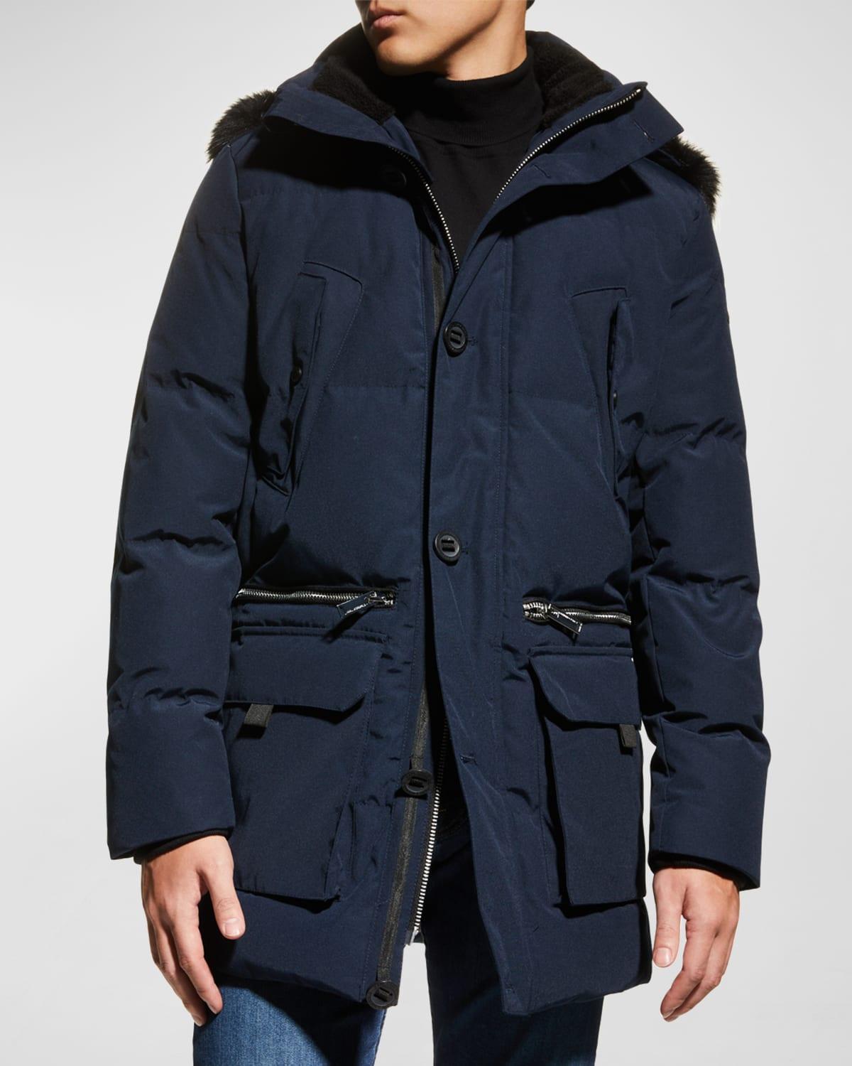 Mens Faux Fur Trim Parka Product Image