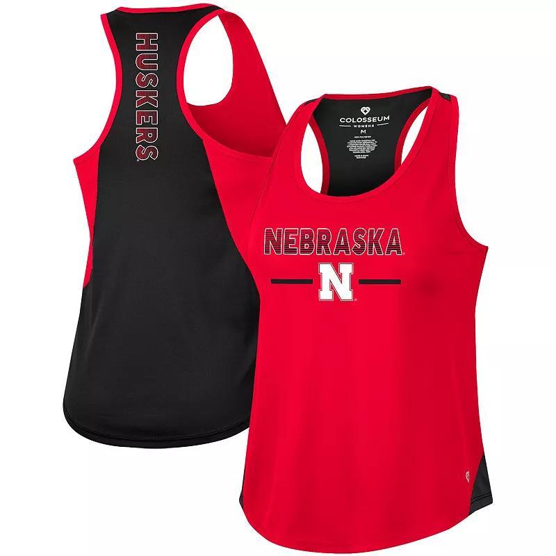 Womens Colosseum Scarlet Nebraska Huskers Sachs 2-Hit Scoop Neck Racerback Tank Top Product Image