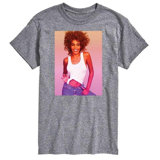 Big & Tall Whitney Houston Photo Tee, Mens Athletic Grey Product Image