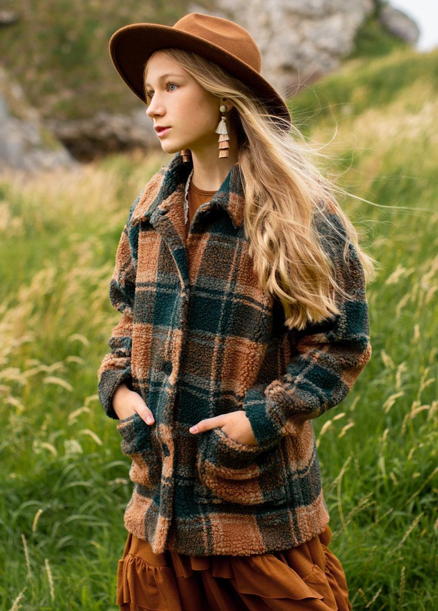 Gertrude Coat in Camel Plaid Product Image