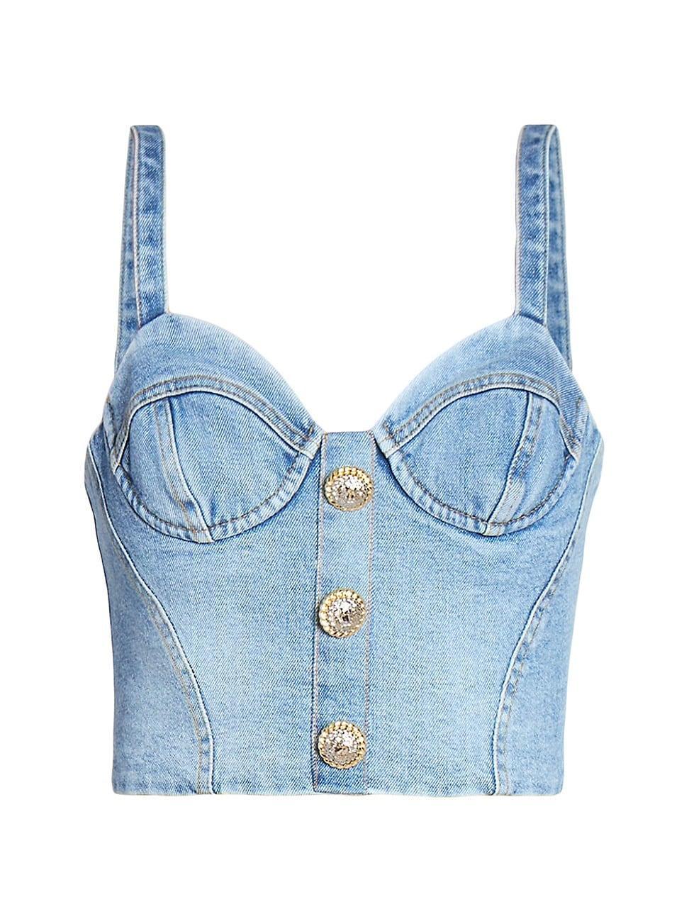 Womens Denim Bustier Crop Top Product Image