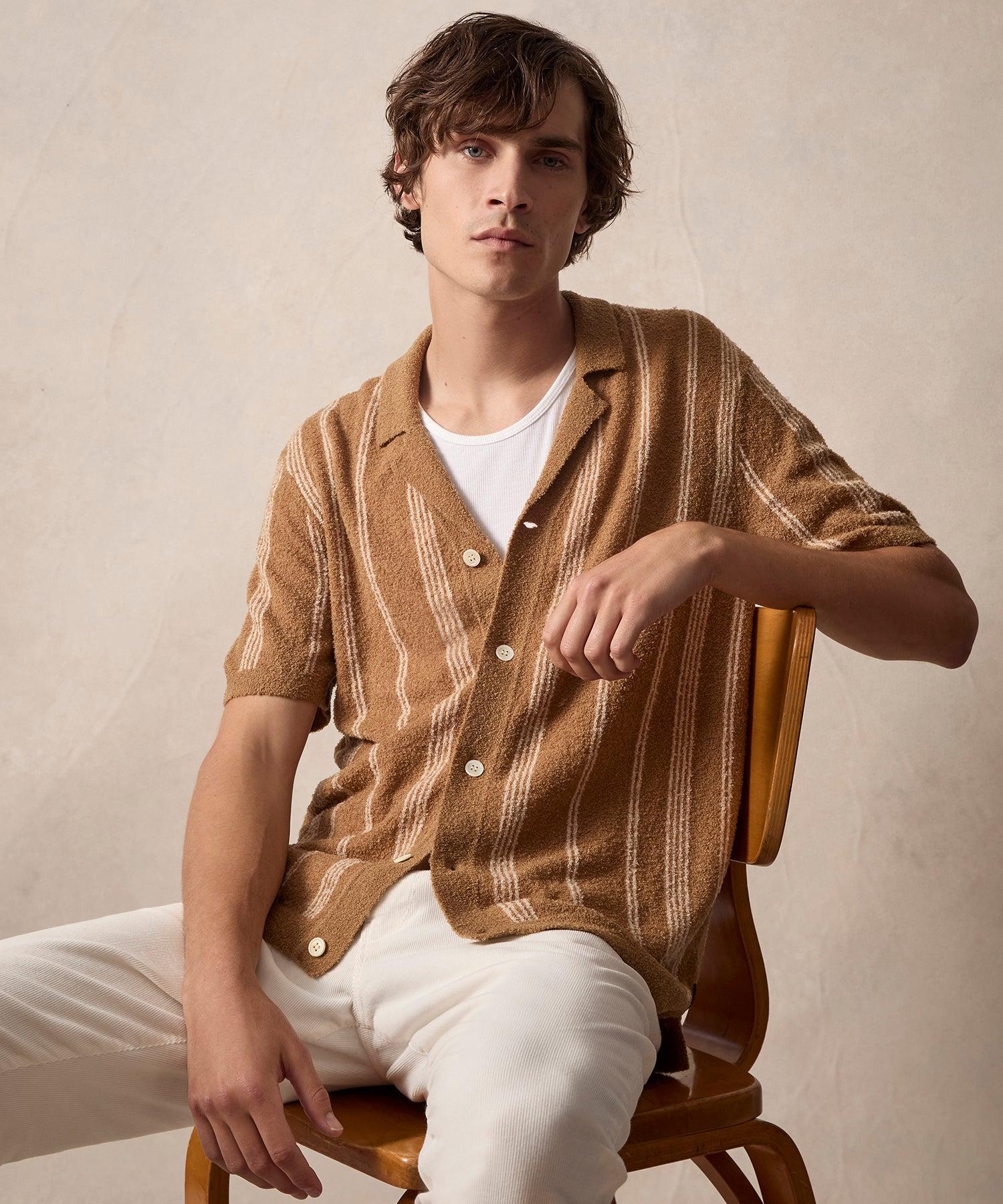 Striped Boucle Bungalow Polo in Dark Wheat Product Image