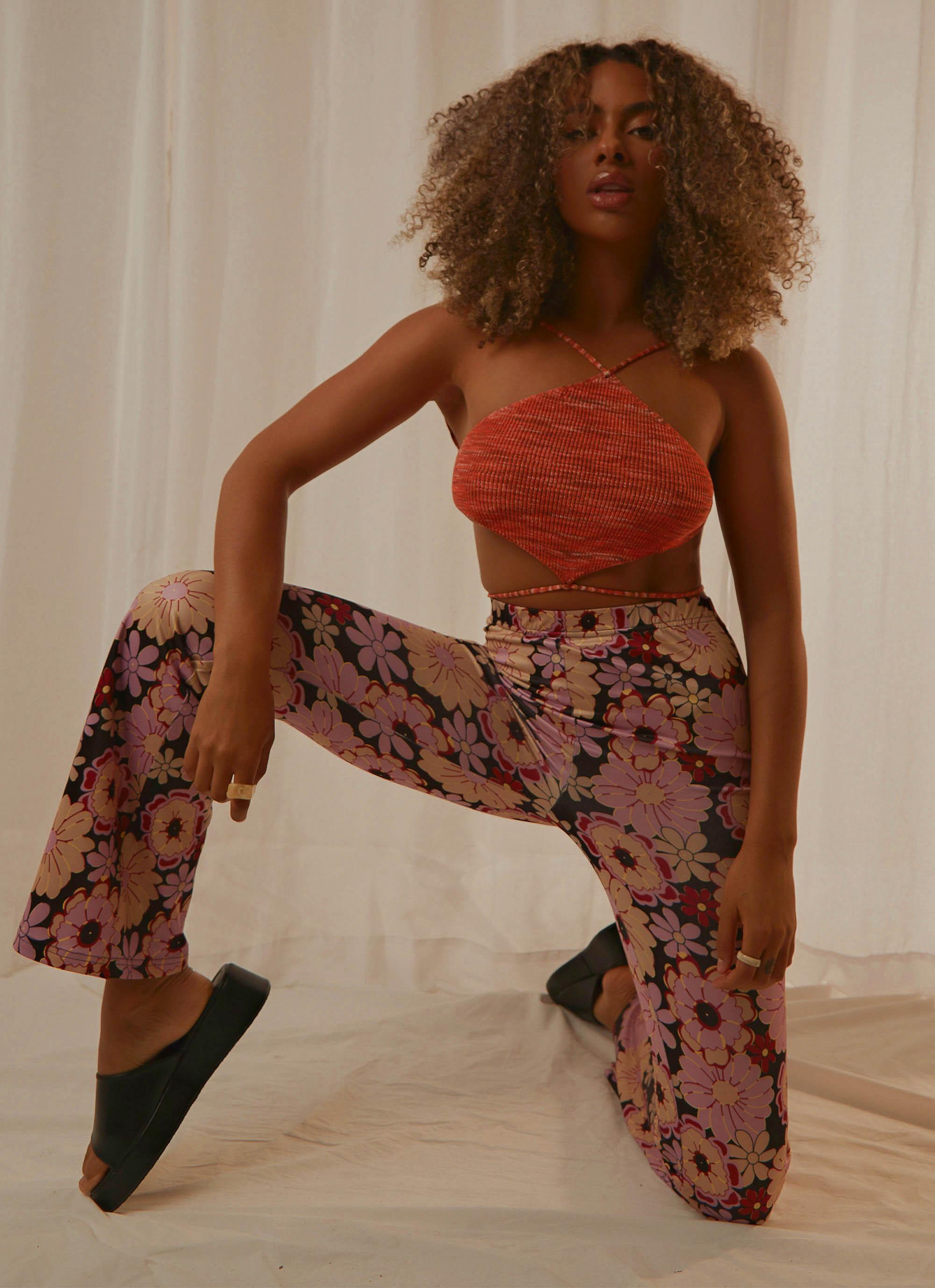 Disco Lovers Pants - Floral Print Female Product Image