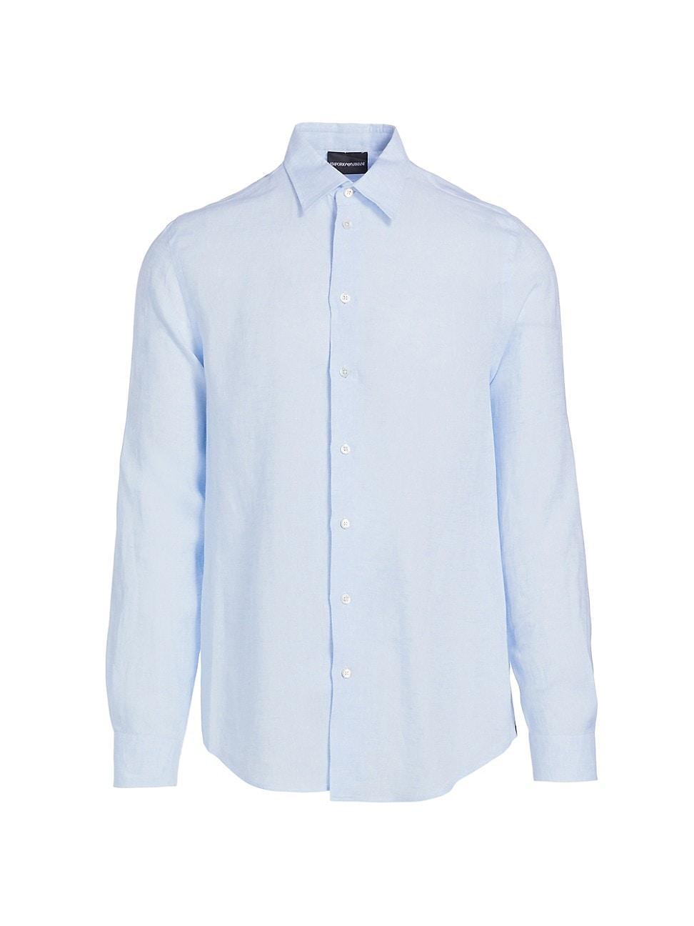 Mens Linen Long-Sleeve Button-Up Shirt Product Image