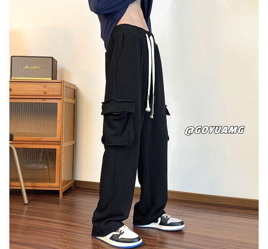 Mid Rise Plain Wide Leg Cargo Pants Product Image