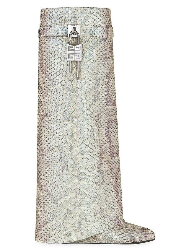 Womens Shark Lock Boots In Python With Pearl Effect Product Image