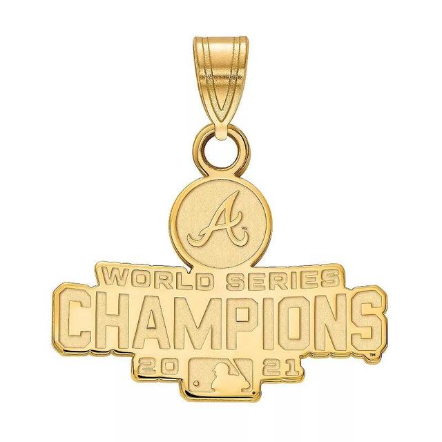 LogoArt Atlanta Braves 2021 World Series Champions Small Sterling Silver Pendant, Womens, Gold Over Sterling Product Image