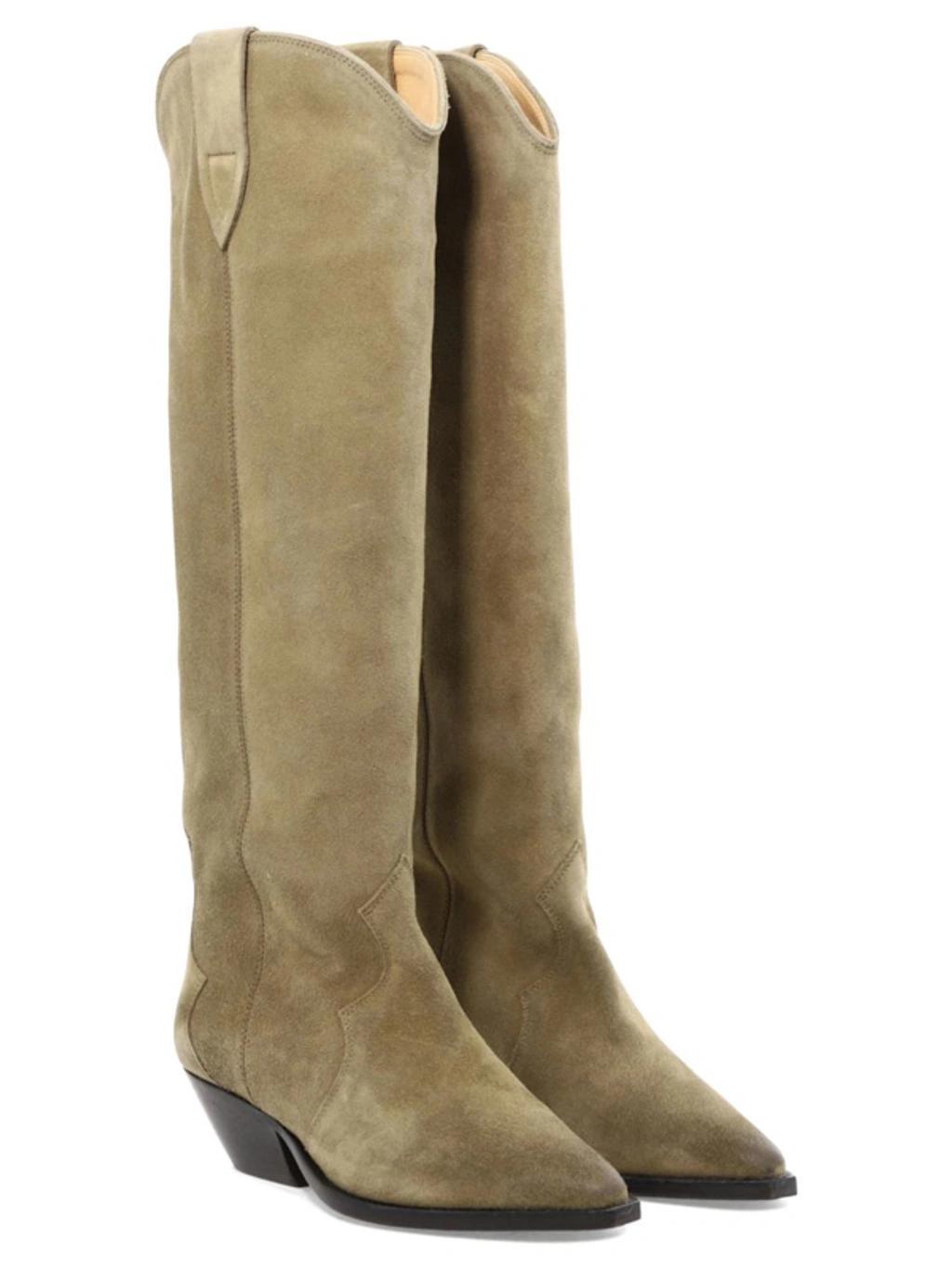 ISABEL MARANT Denvee Suede Knee-high Boots In Cream Product Image