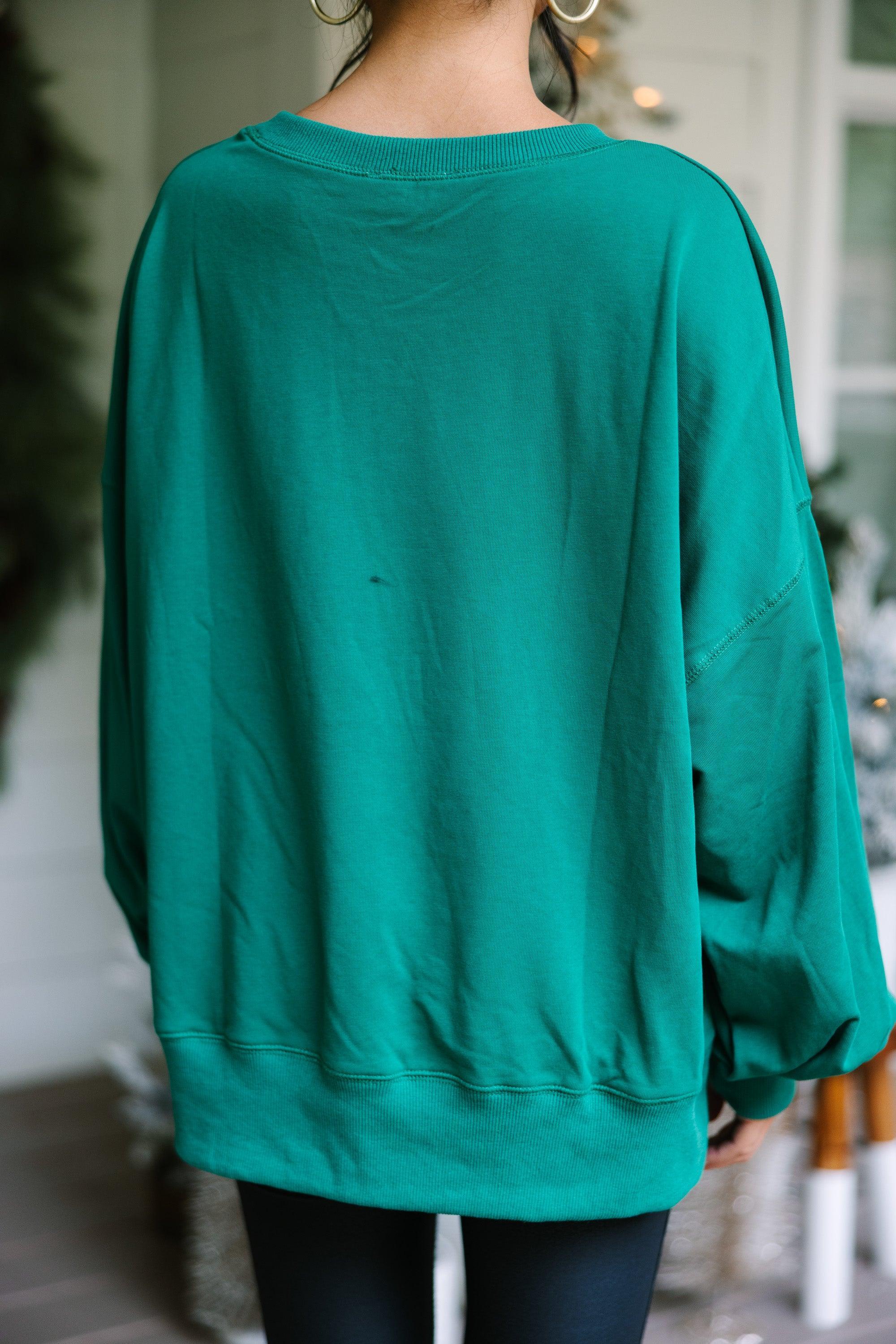 I Know Him Green Sequin Santa Pullover Female Product Image