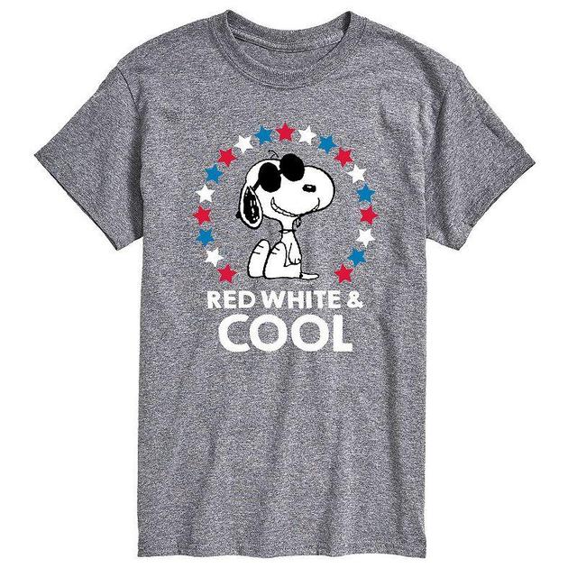 Big & Tall Peanuts Red White & Cool Tee, Mens Med Grey Product Image