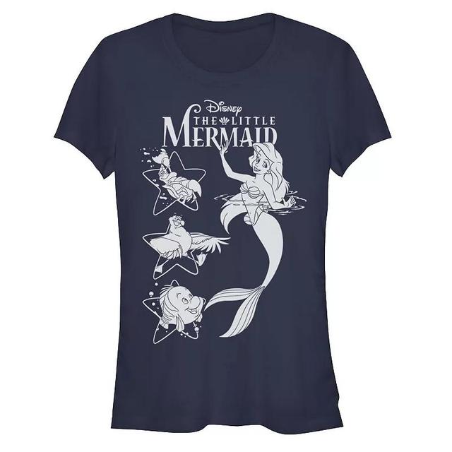 Disneys The Little Mermaid Juniors Ariel And Friends Graphic Tee, Womens Blue Product Image