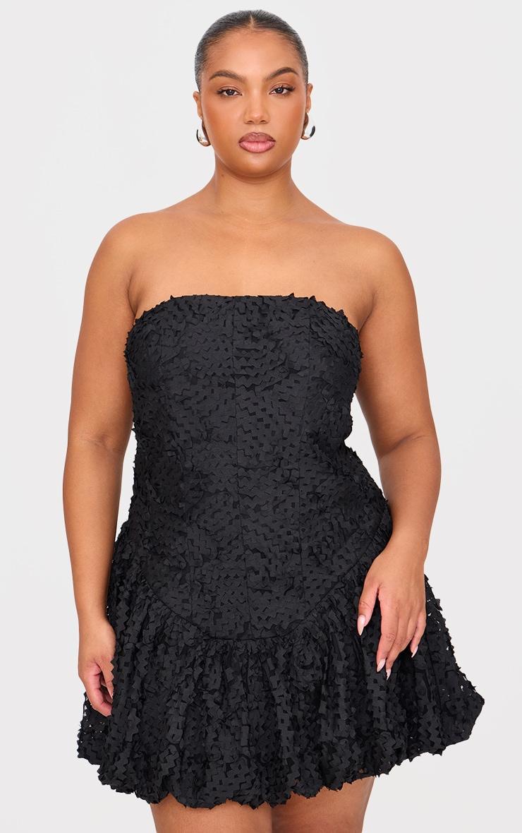 Plus Black Textured Corset Mini Dress Product Image